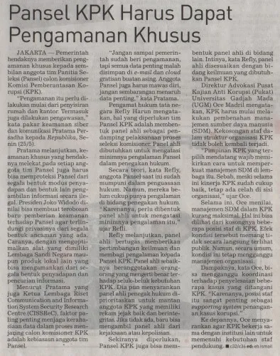 Pansel KPK Harus Dapat Pengamanan Khusus